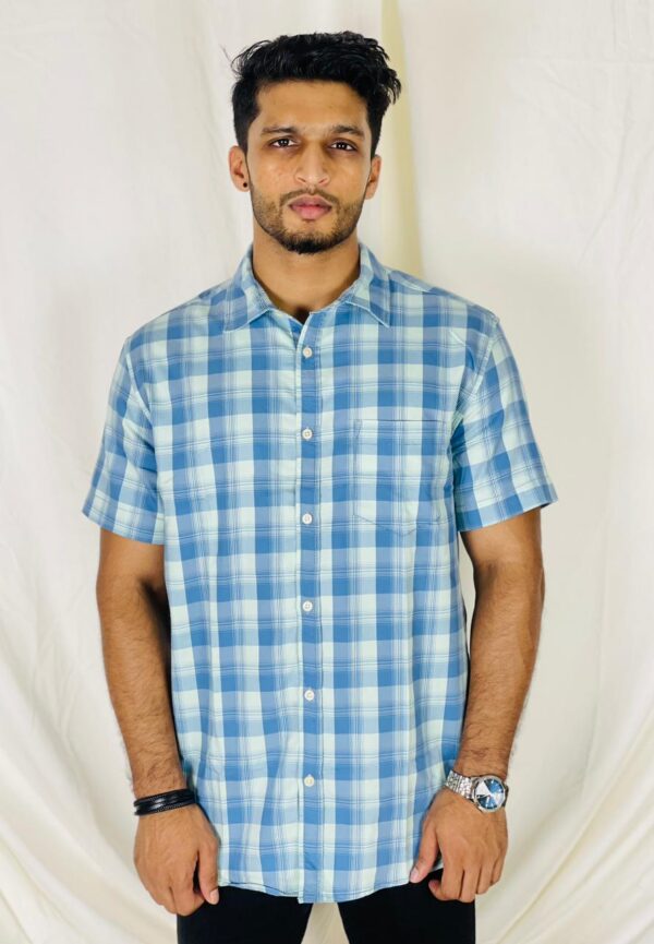 Blue and white check shirt for Men
